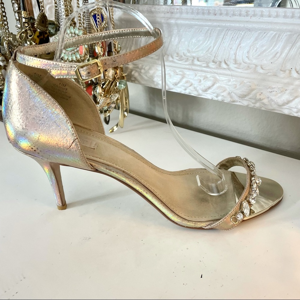 3/$20 Glint holographic finish jeweled heels